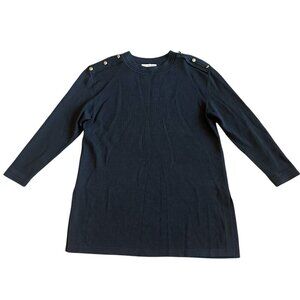 St. John Collection x Marie Gray Black Pullover Sweater Oversized Gold Buttons